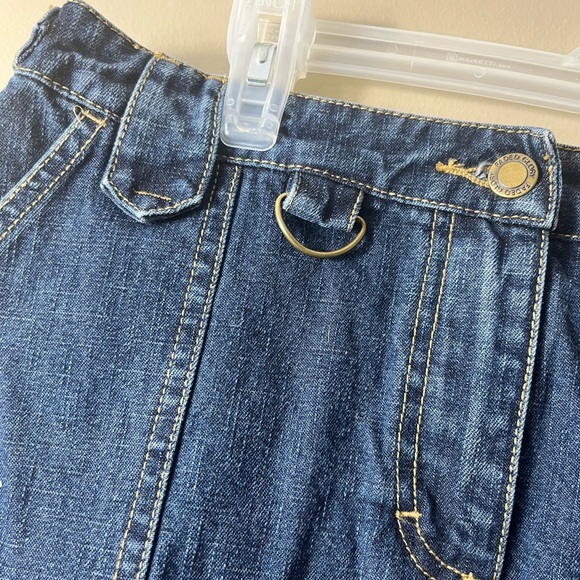 Y2K Utility Denim Skirt 10 V Cargo Pockets Zip Detail Vintage Streetwear Retro - Picture 3 of 10